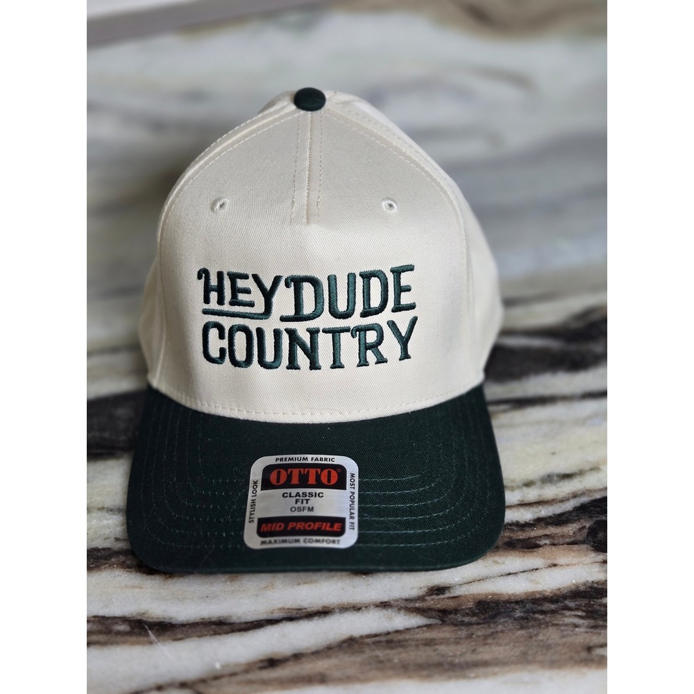 OTTO Heydude Country Snapback Hat Cream Green Mid Profile 31-069 OSFM Cap